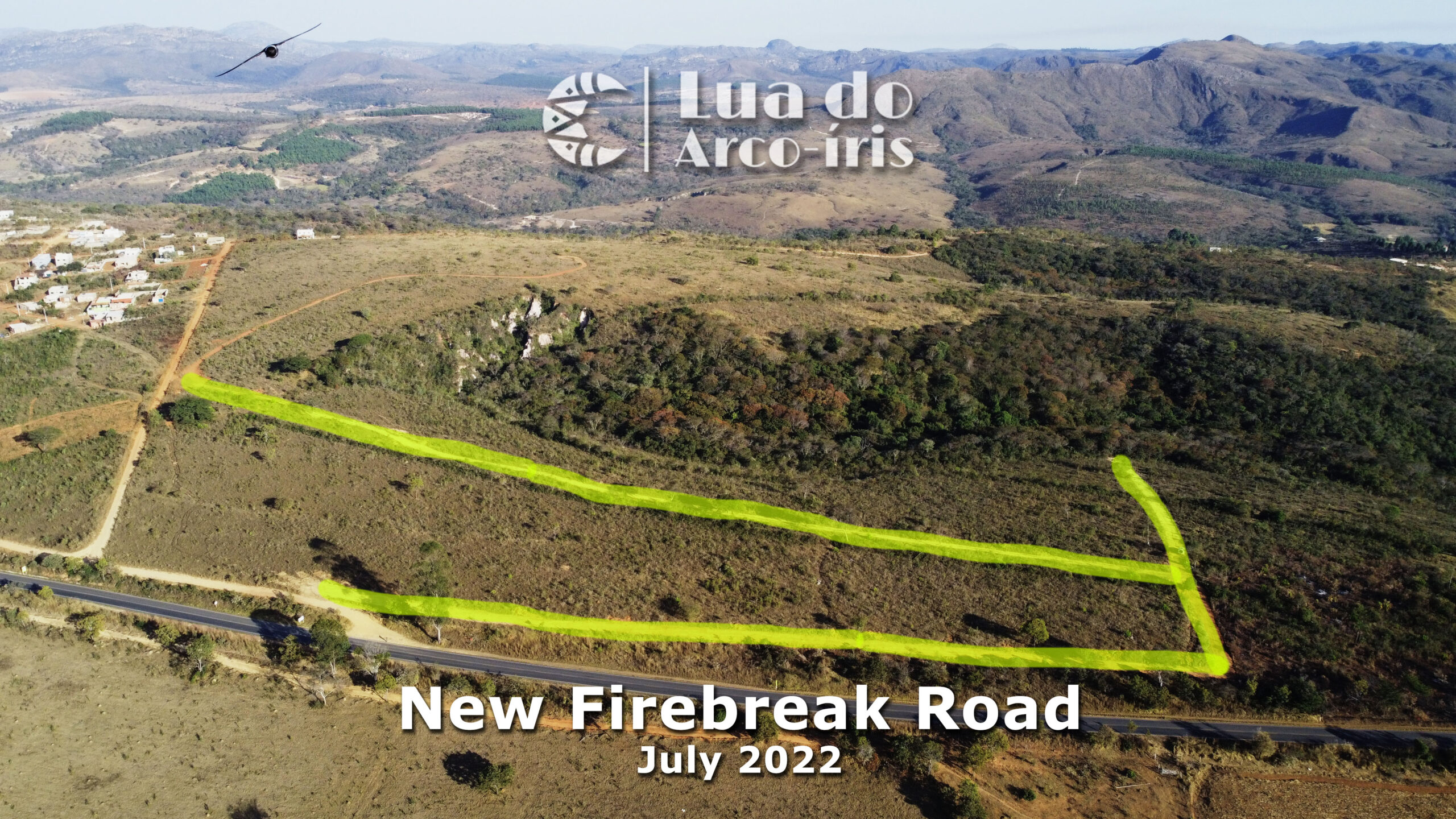 Yellow outline of new firebreak road